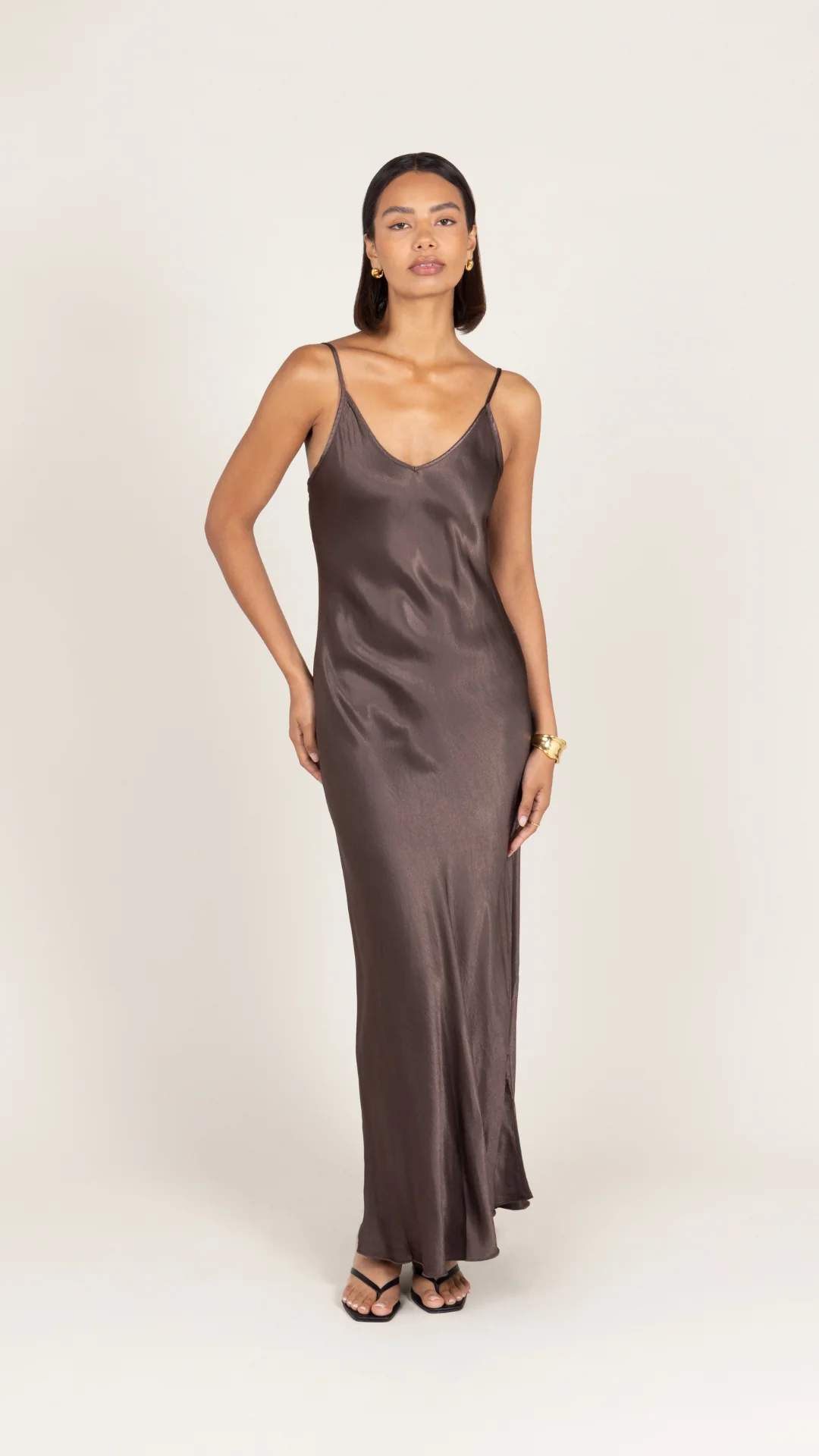 Lana Satin Dress - Espresso - Image 2