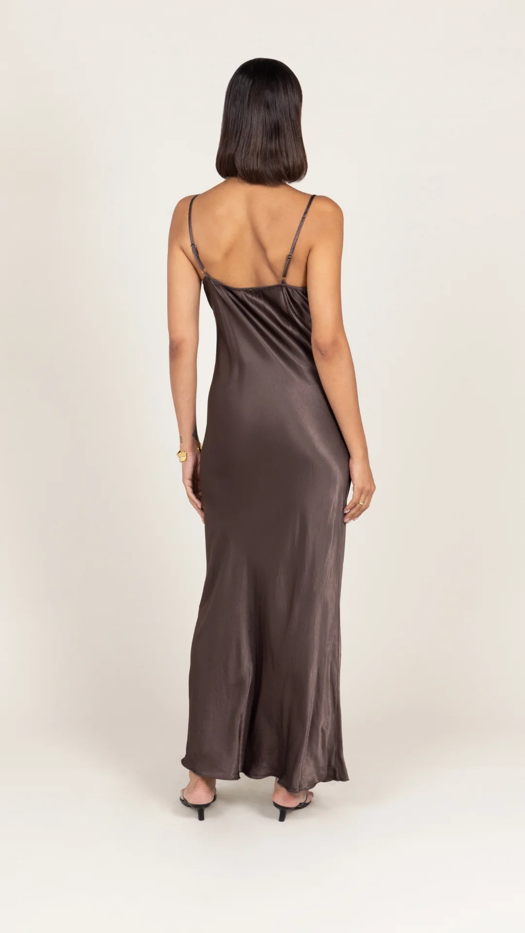 Lana Satin Dress - Espresso - Image 4
