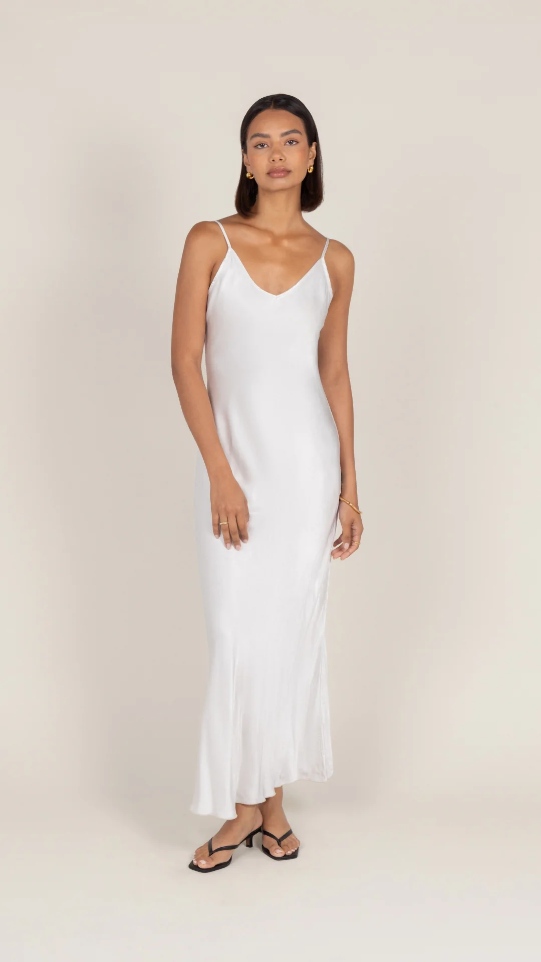 Lana Satin Dress - Pearl