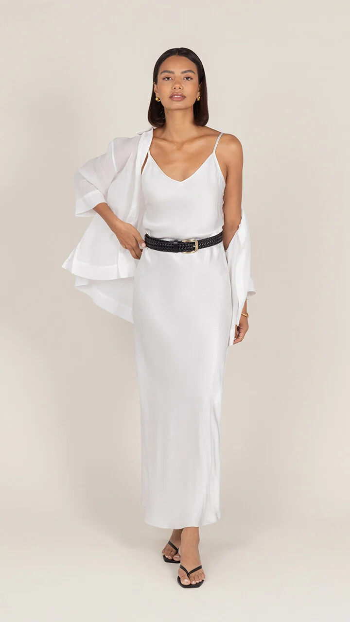 Lana Satin Dress - Pearl - Image 2