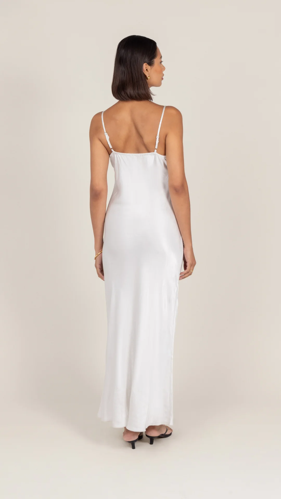 Lana Satin Dress - Pearl - Image 3