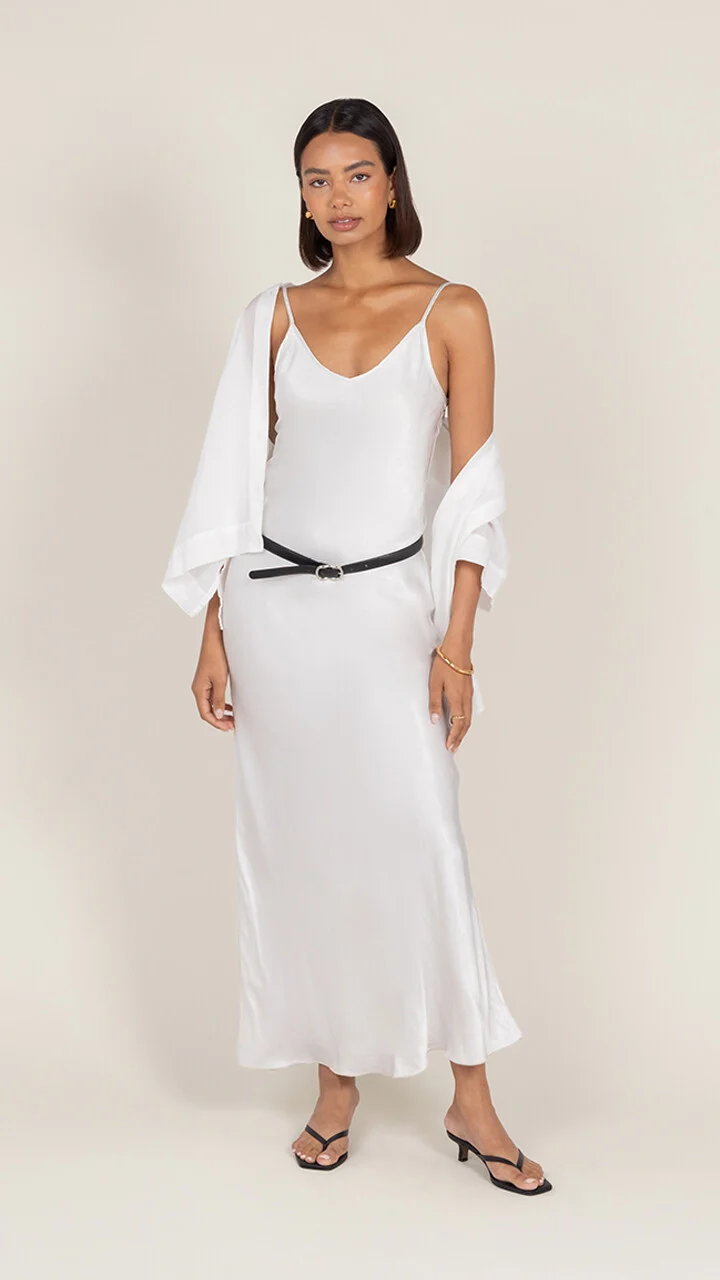 Lana Satin Dress - Pearl - Image 4