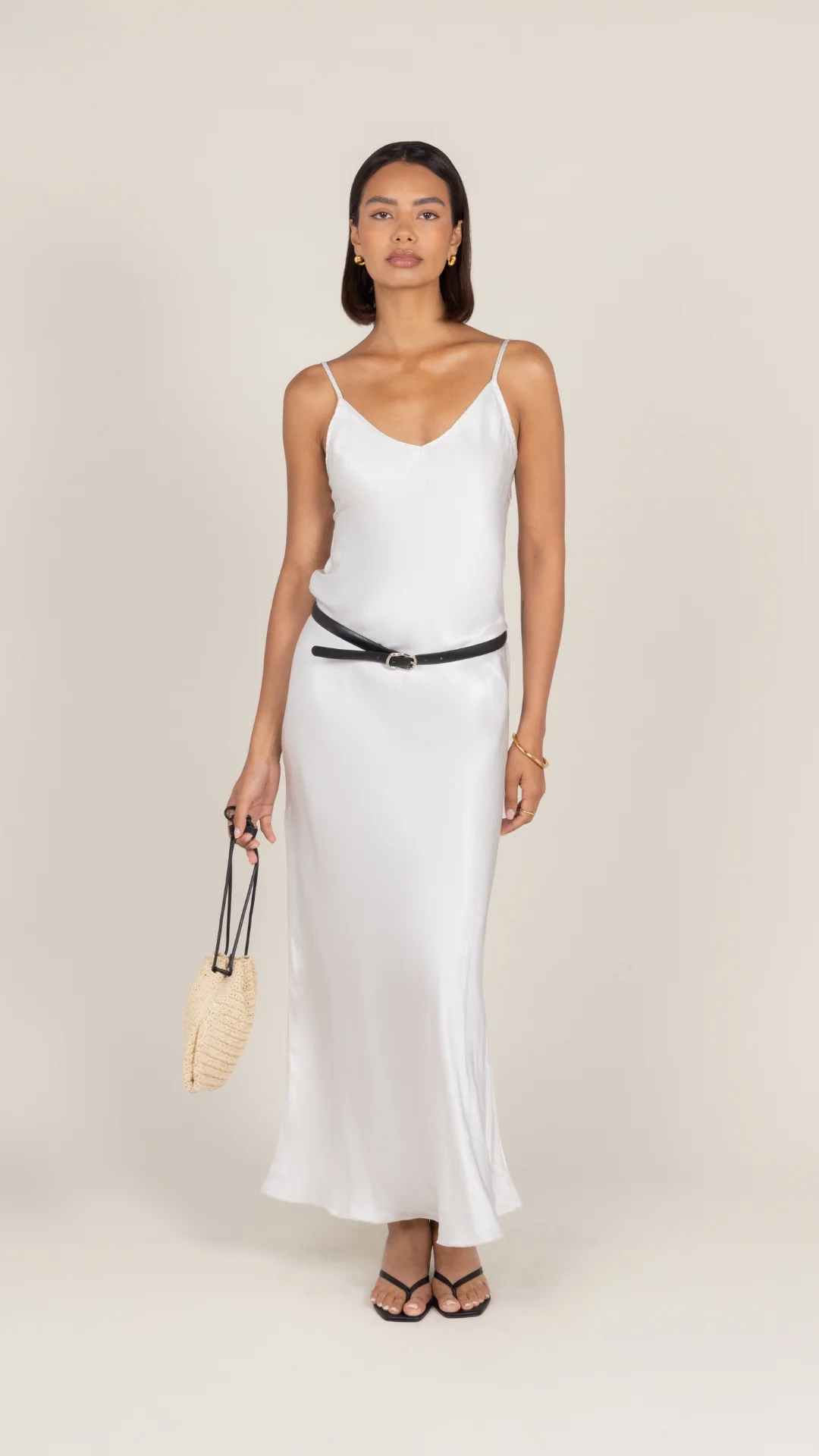 Lana Satin Dress - Pearl - Image 5