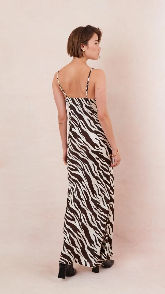 Lana Satin Dress - Zebra Print - Image 10