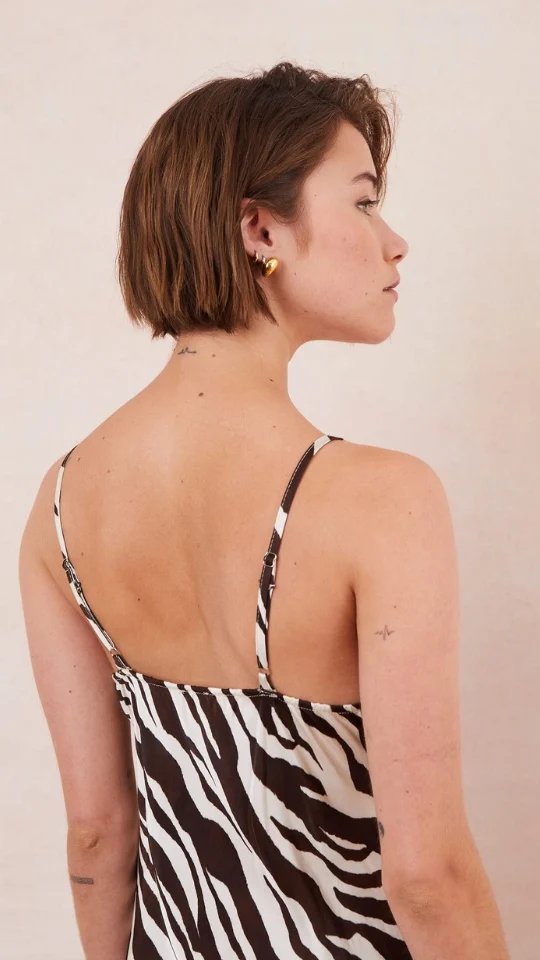 Lana Satin Dress - Zebra Print - Image 9
