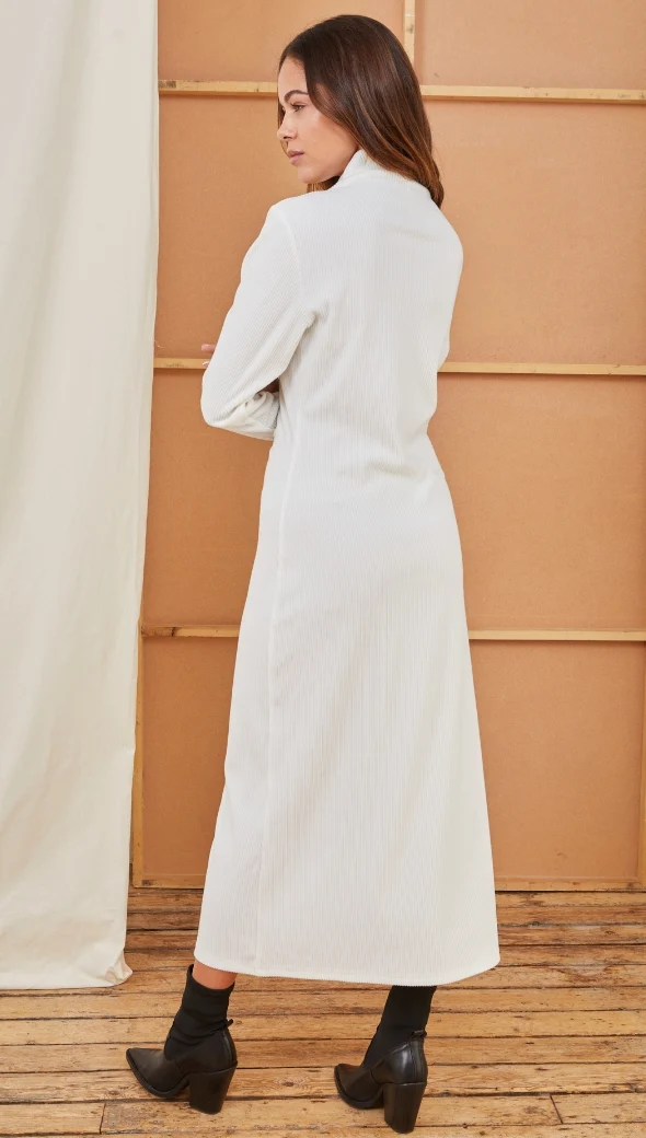 Leni Ribbed Dress - Ivory - Image 5