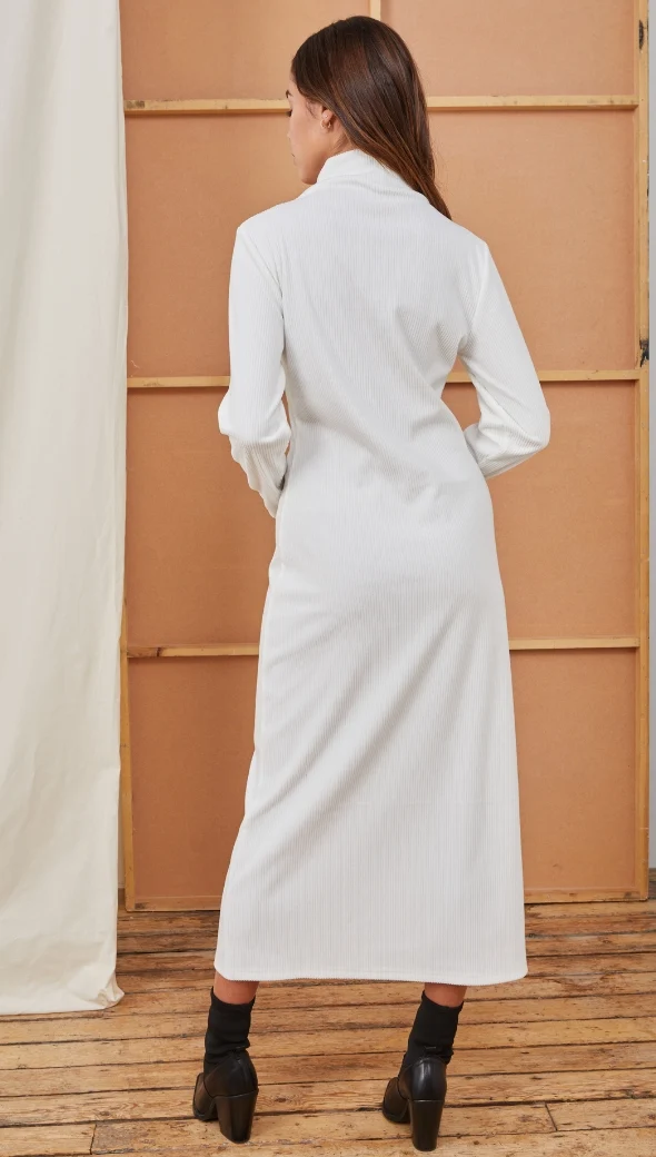 Leni Ribbed Dress - Ivory - Image 7