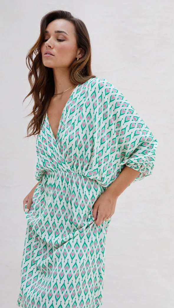 Lera Print Dress - Green Print - Image 4