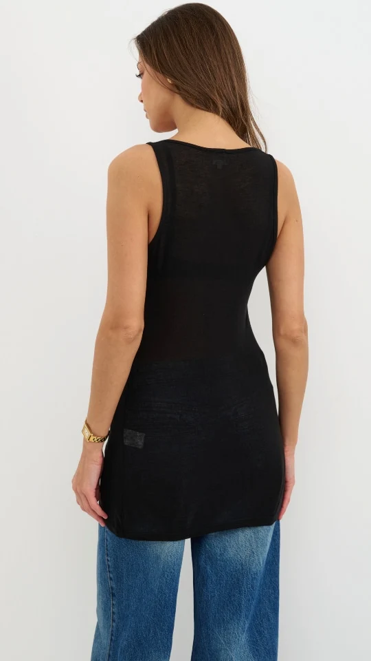 Lola Cashmere Jersey Vest - Black - Image 6