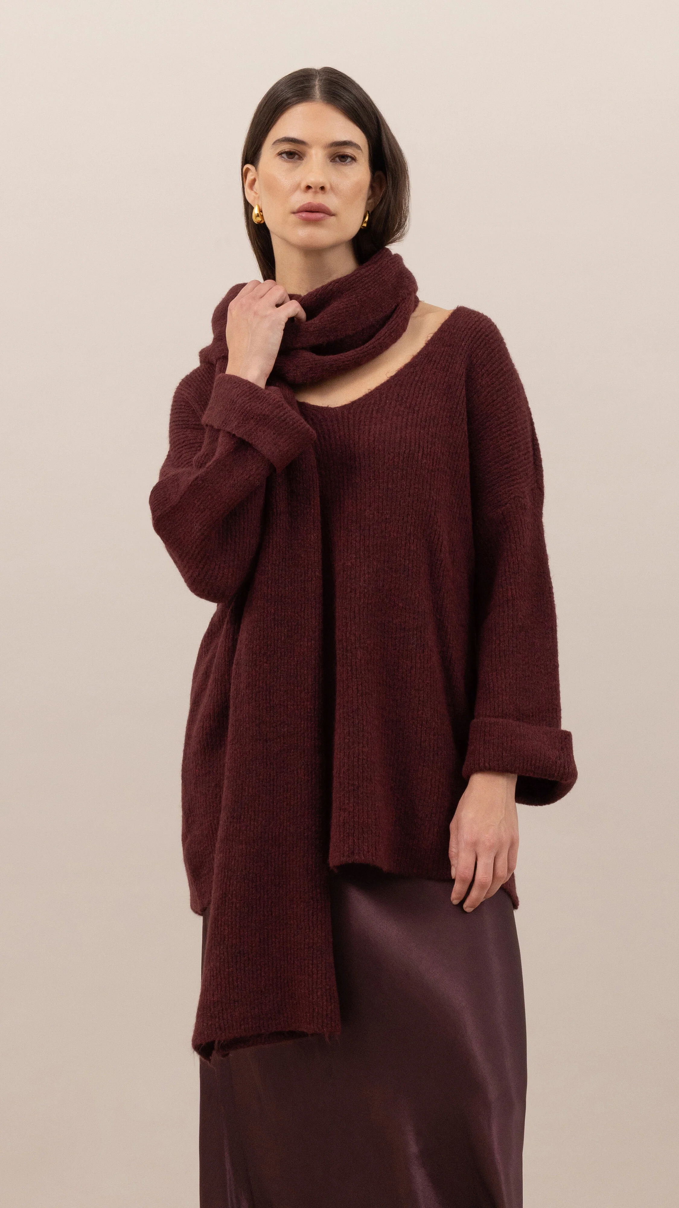 Luisa Sweater and Scarf   - Burgundy - Image 2