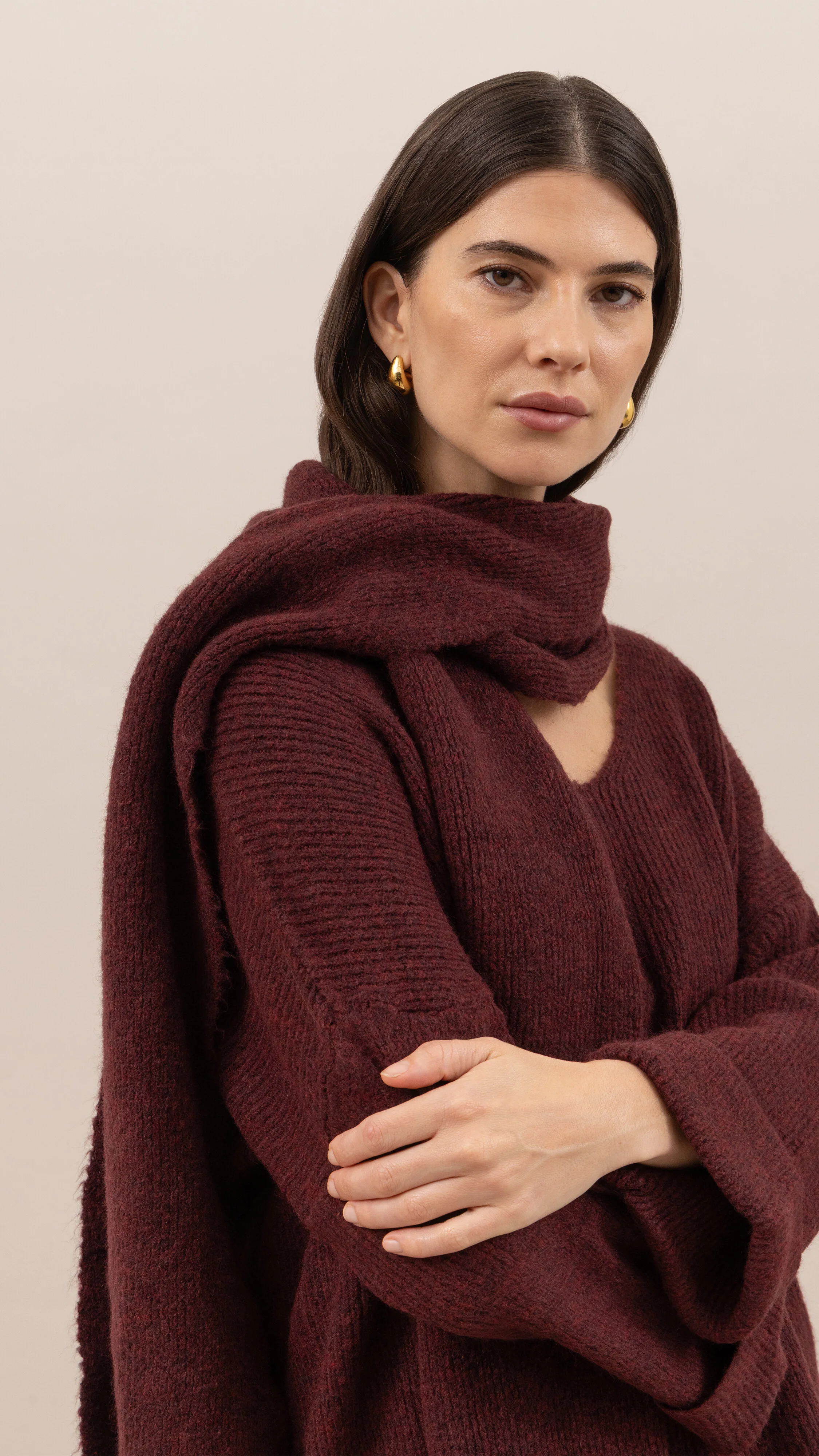 Luisa Sweater and Scarf   - Burgundy - Image 4