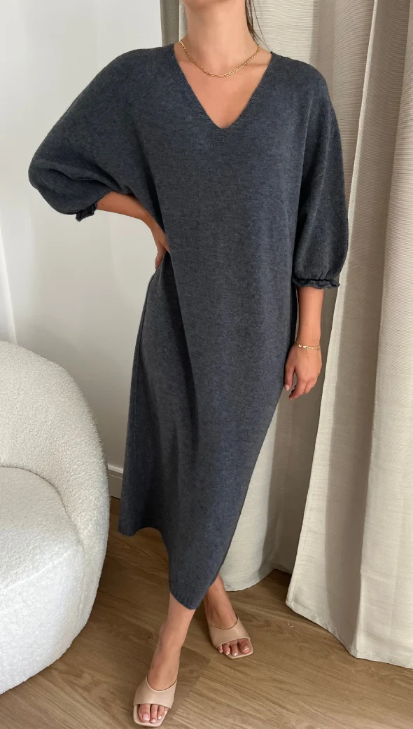 Marlie Knit Dress - Anthracite - Image 5