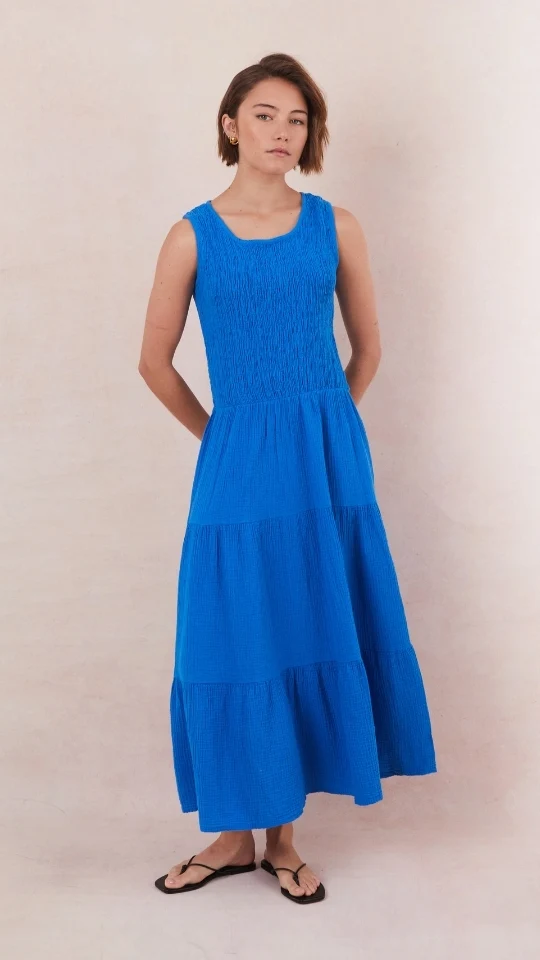 Mel Cotton Dress - Azure