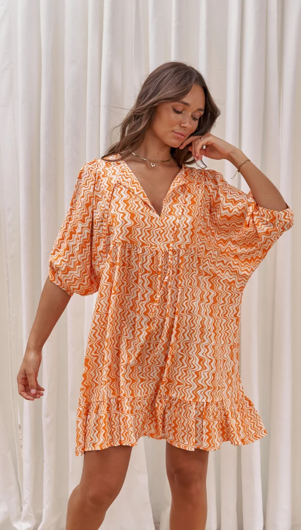 Michelle Dress - Orange Print - Image 8