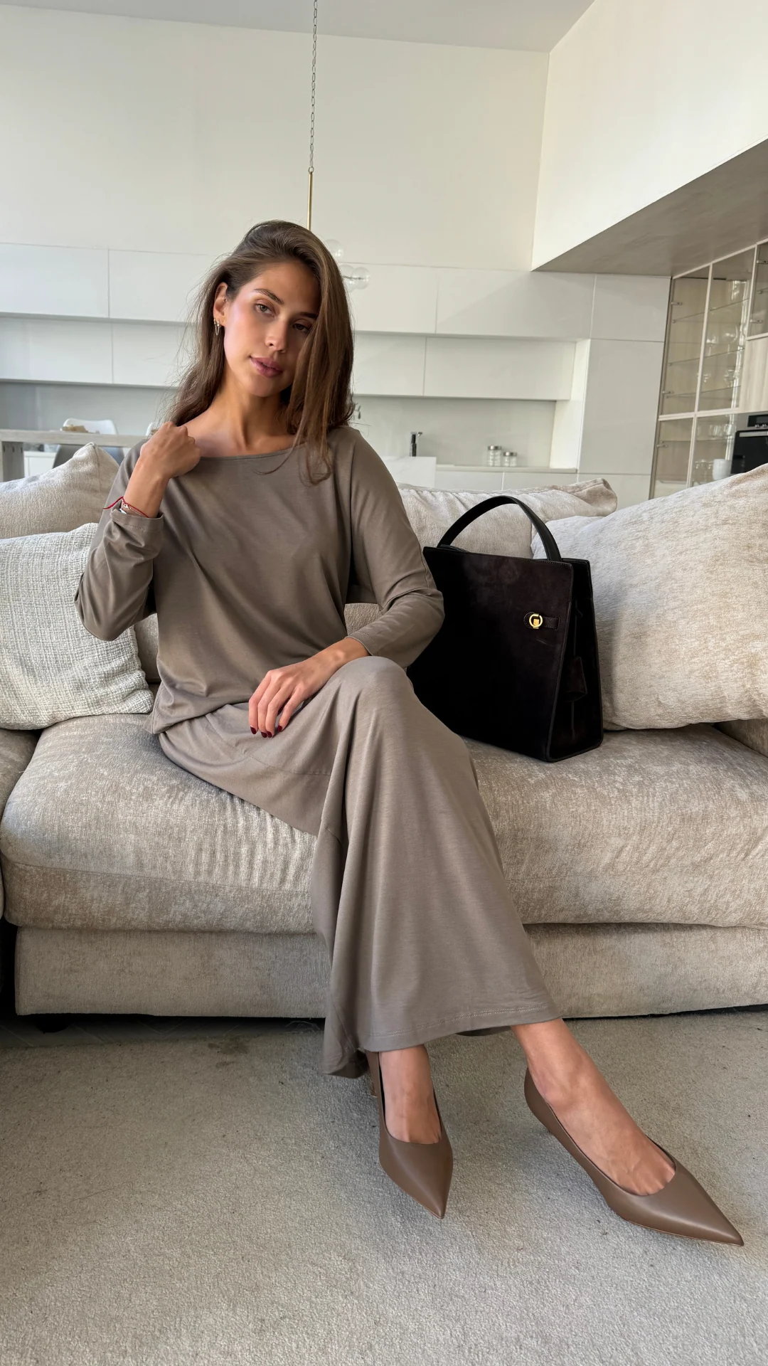 Mira Jersey Top - Taupe - Image 6