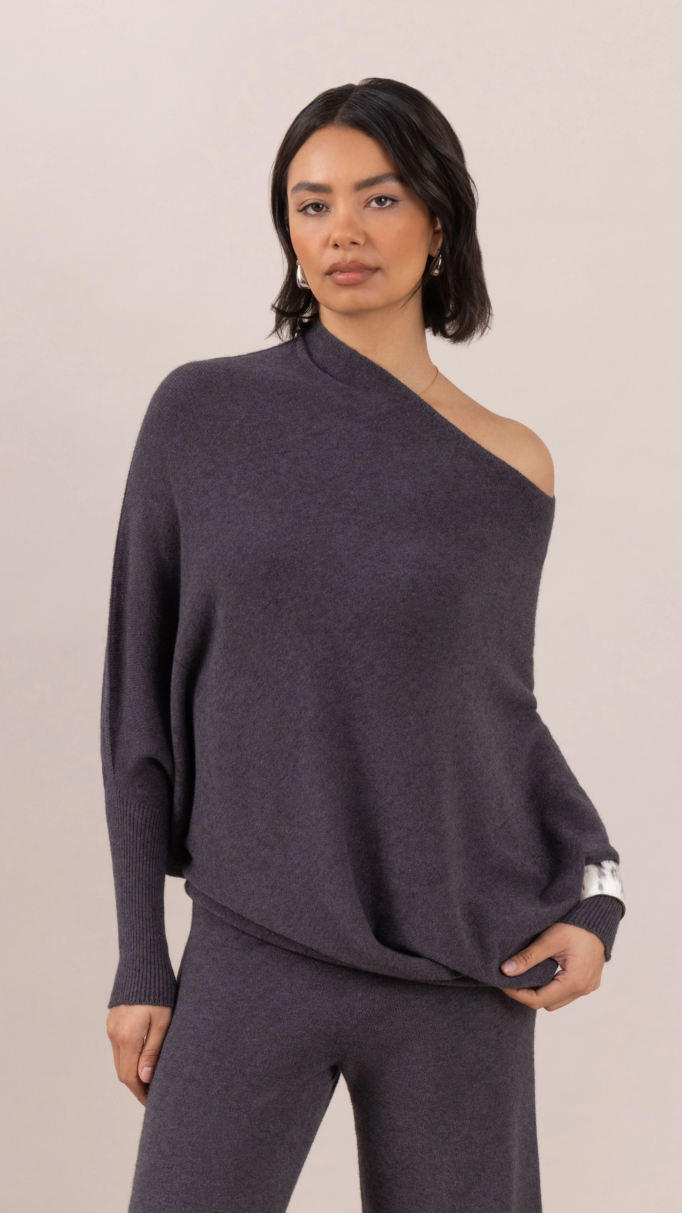Natalie Asymmetric Sweater - Anthracite - Image 2