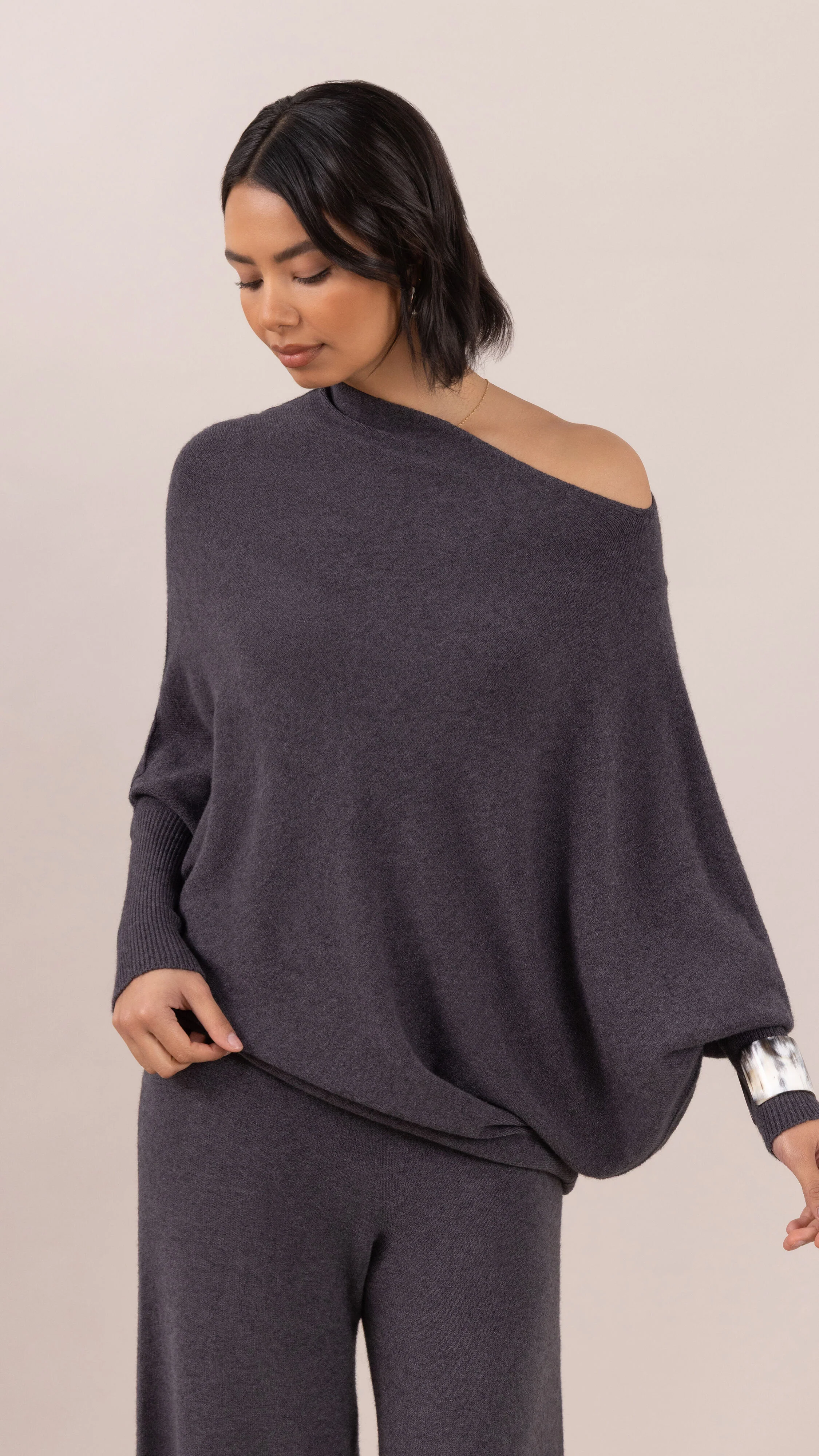 Natalie Asymmetric Sweater - Anthracite - Image 6