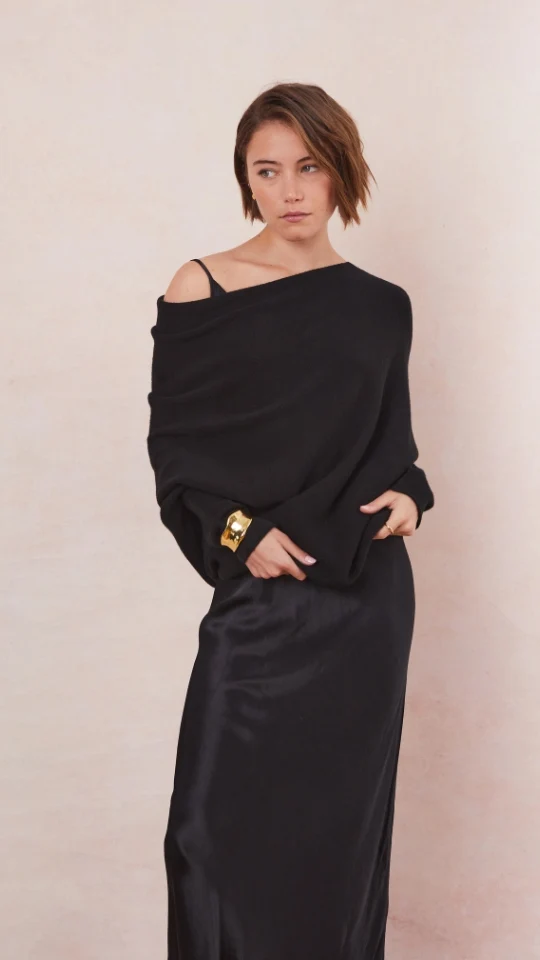 Natalie Asymmetric Sweater - Black - Image 16