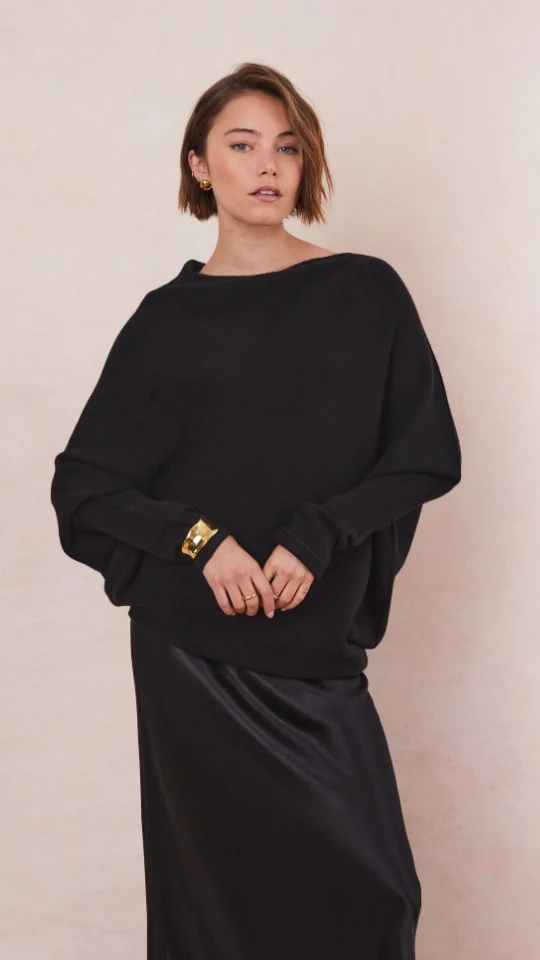 Natalie Asymmetric Sweater - Black - Image 21