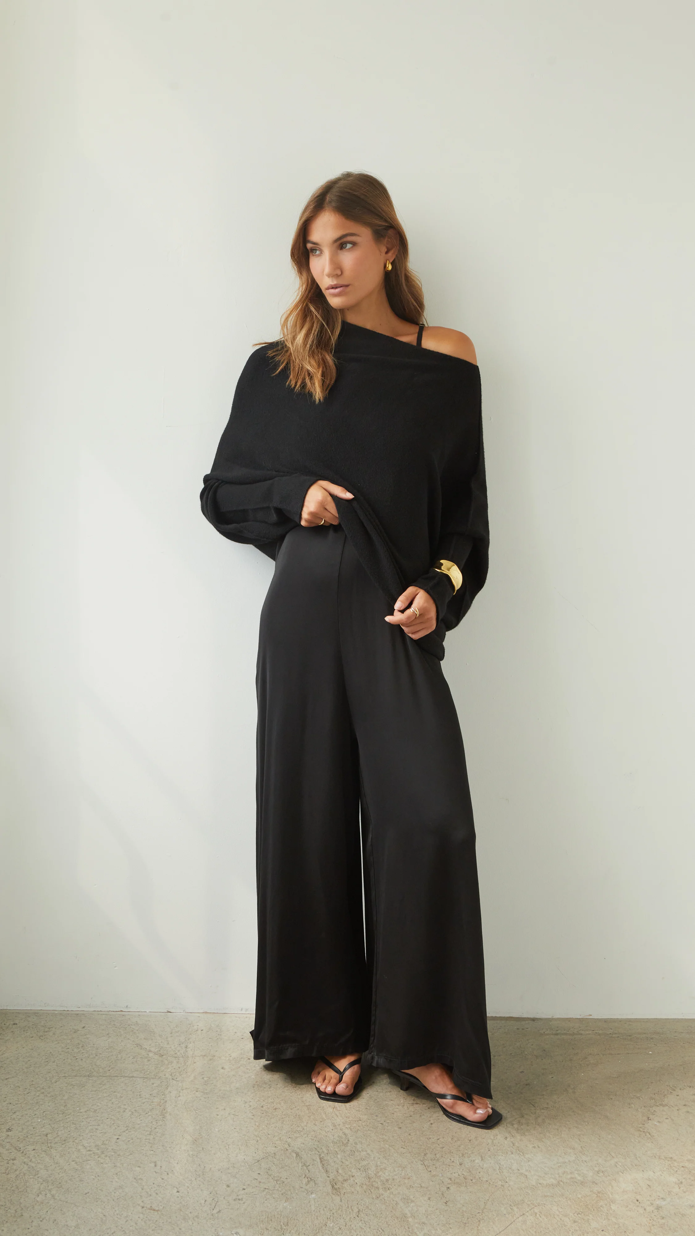 Natalie Asymmetric Sweater - Black - Image 3