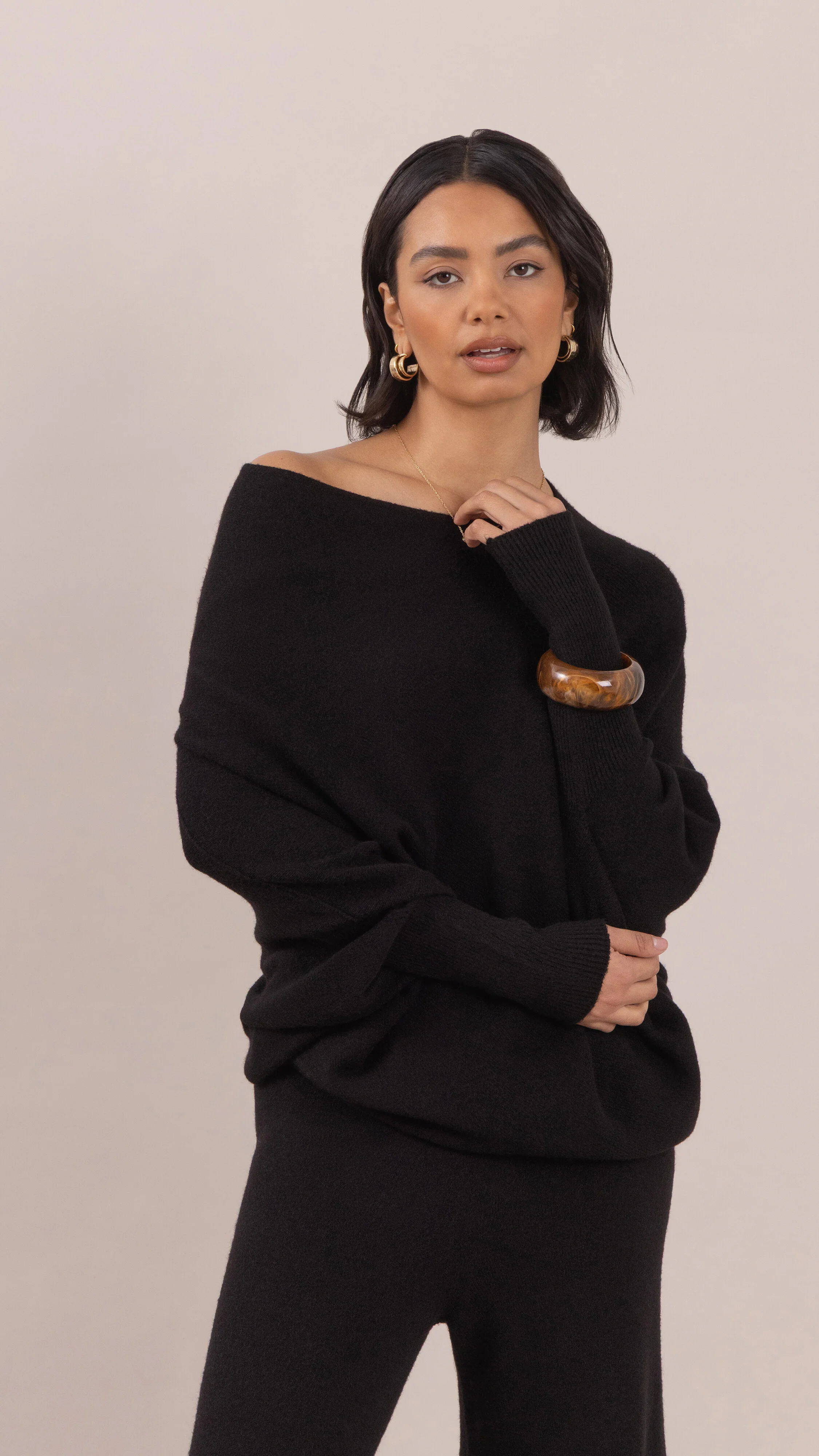 Natalie Asymmetric Sweater - Black - Image 6