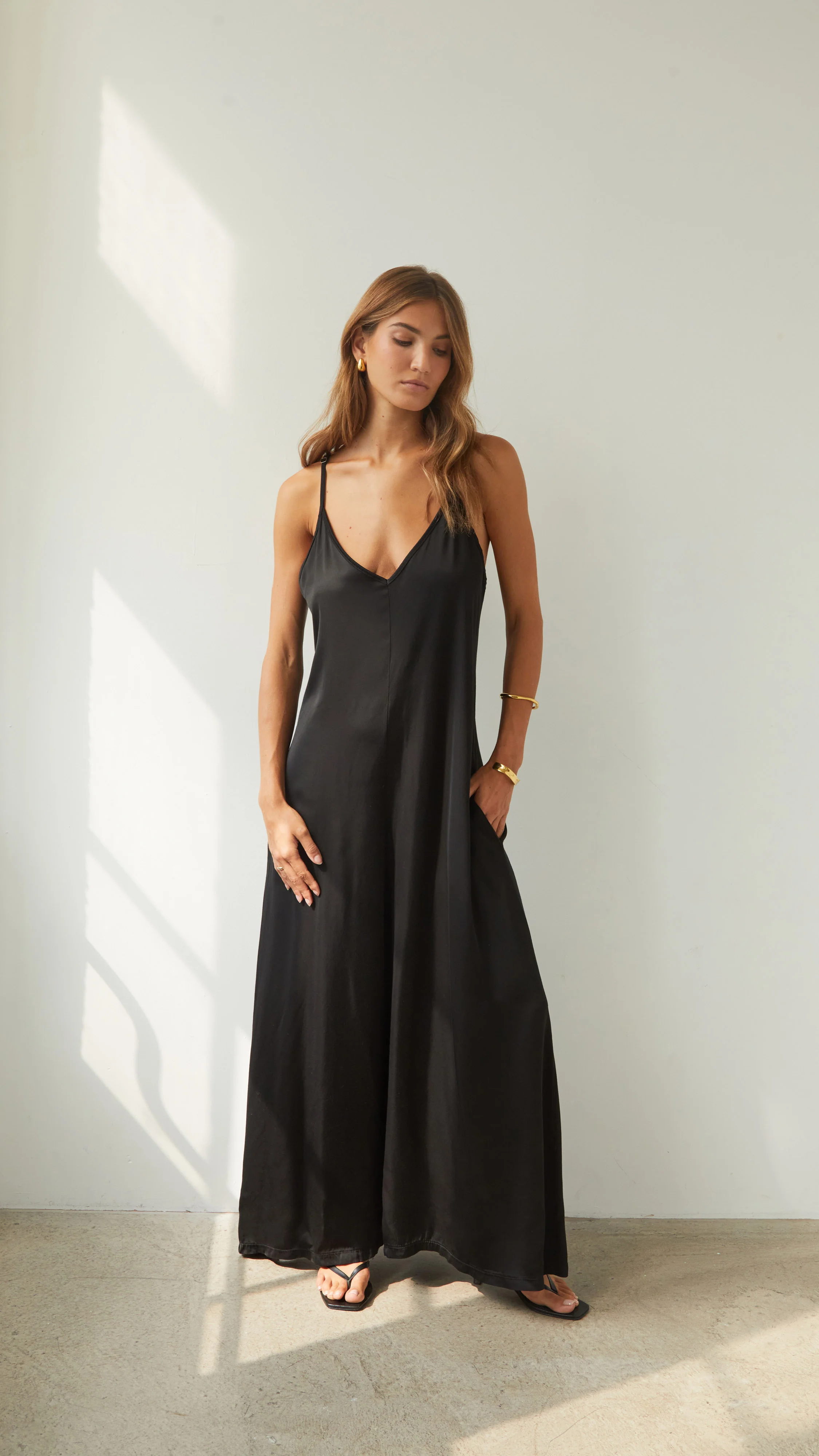Natalie Satin Jumpsuit - Black - Image 5