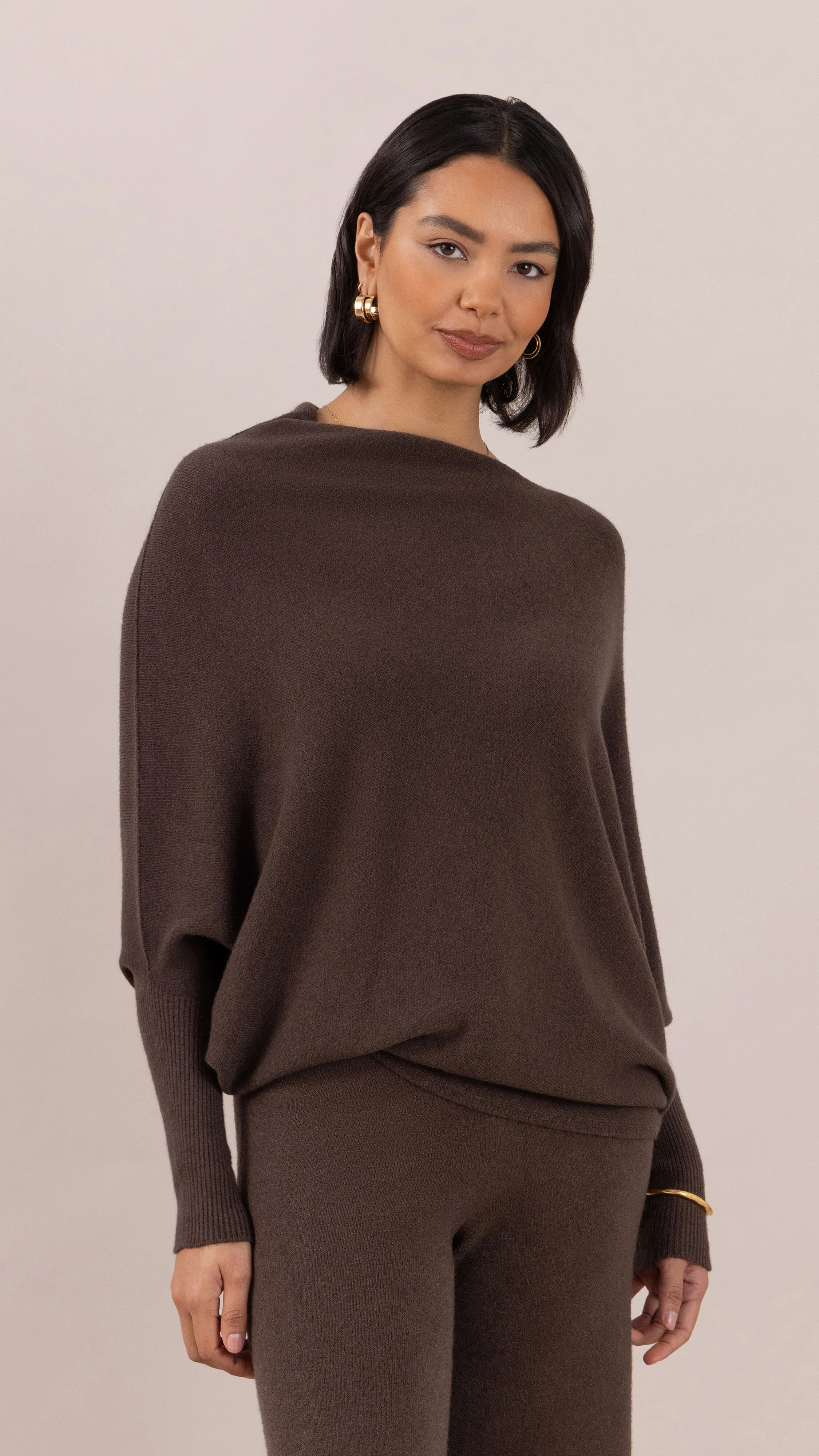 Natalie Asymmetric Sweater - Dark Espresso - Image 6