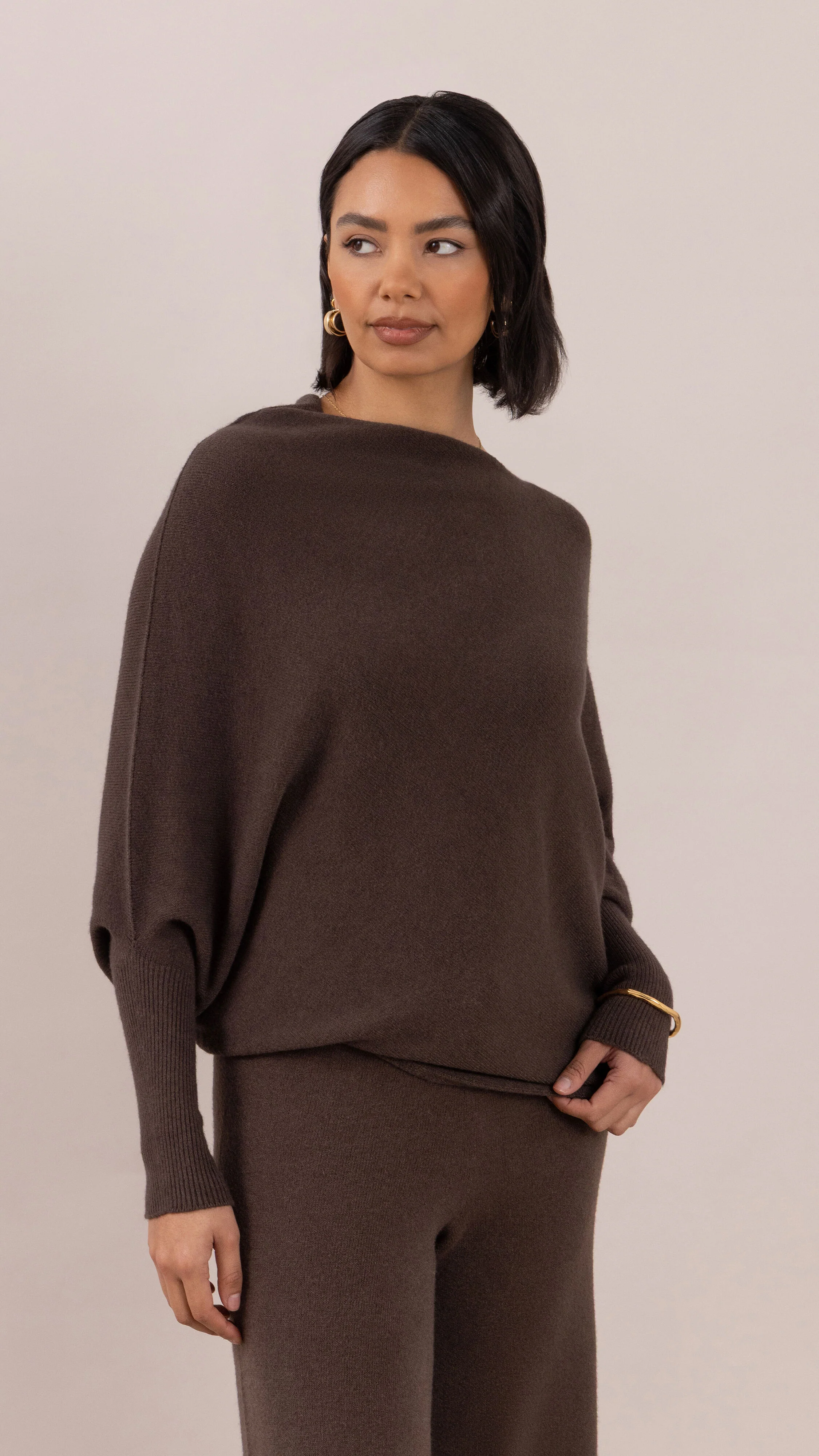 Natalie Asymmetric Sweater - Dark Espresso - Image 9