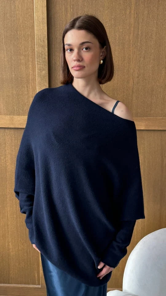 Natalie Asymmetric Sweater - Deep Blue - Image 5