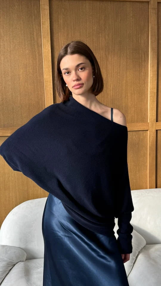 Natalie Asymmetric Sweater - Deep Blue - Image 6