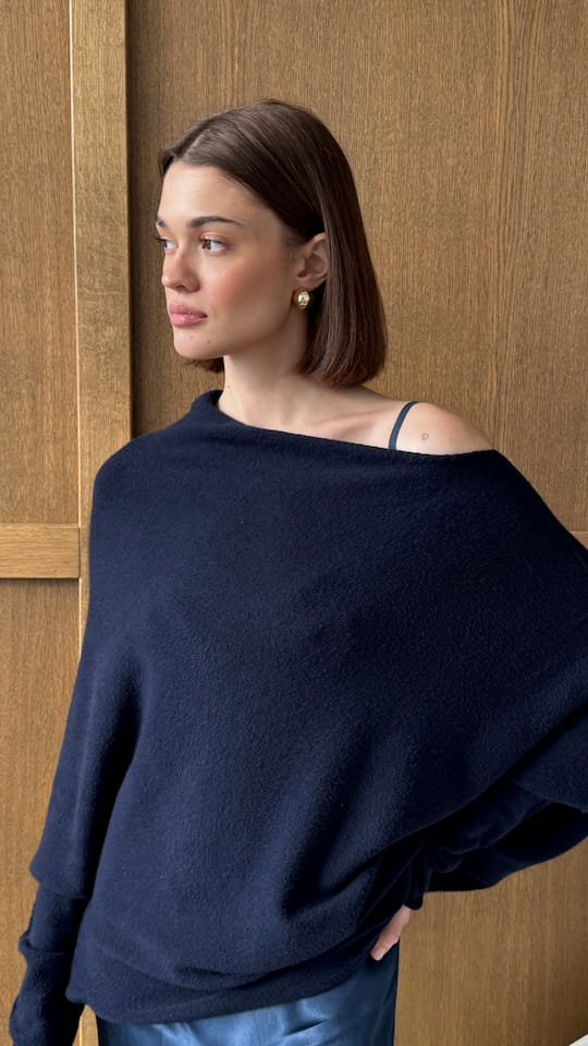 Natalie Asymmetric Sweater - Deep Blue - Image 7