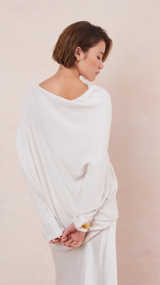 Natalie Asymmetric Sweater - Ivory - Image 10