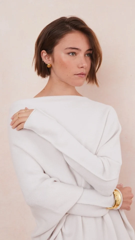 Natalie Asymmetric Sweater - Ivory - Image 11