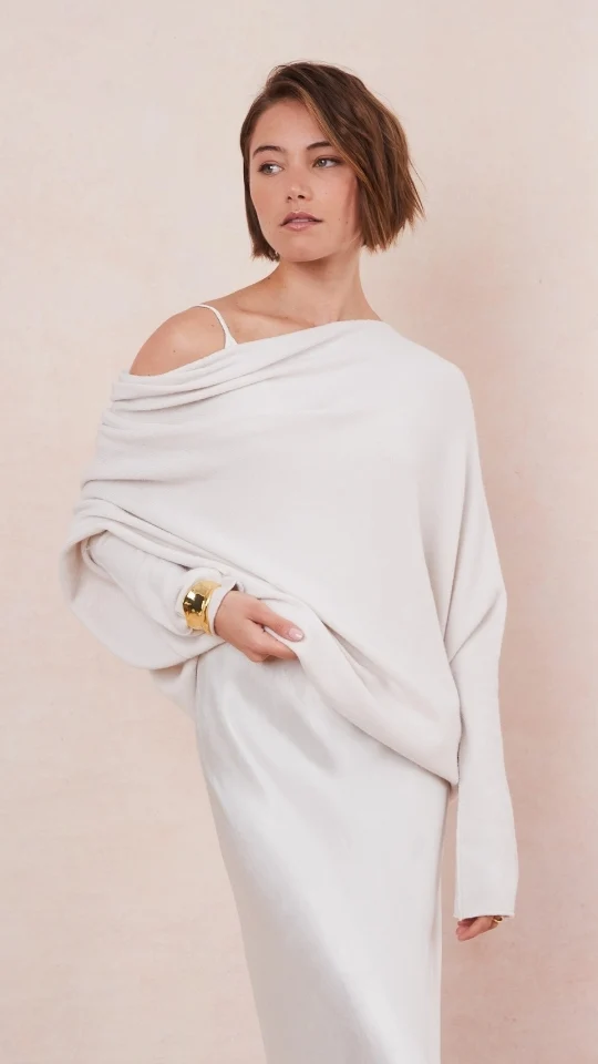 Natalie Asymmetric Sweater - Ivory - Image 15