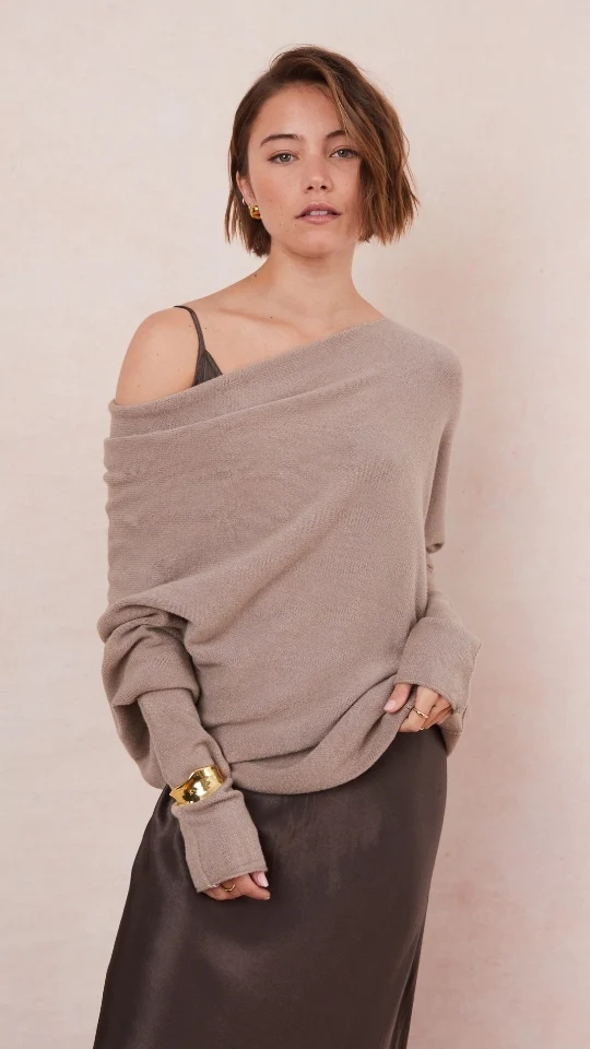 Natalie Asymmetric Sweater - Smoke - Image 9
