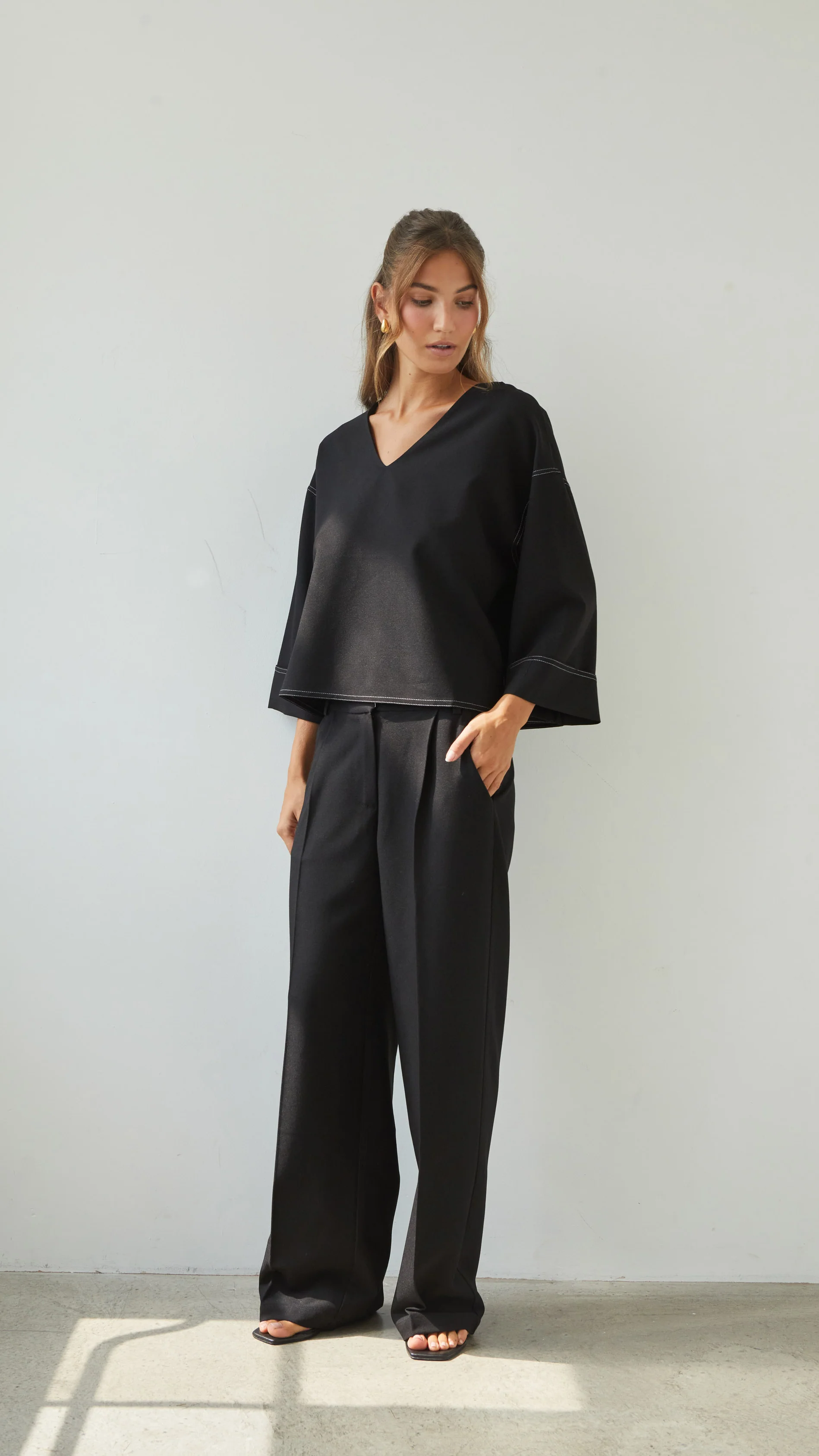 Nelly Crepe Trousers - Black - Image 6