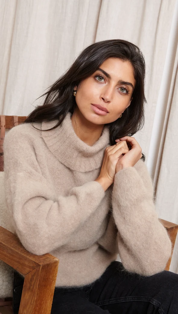 Noelia Alpaca Roll Neck Sweater - Smoke - Image 4