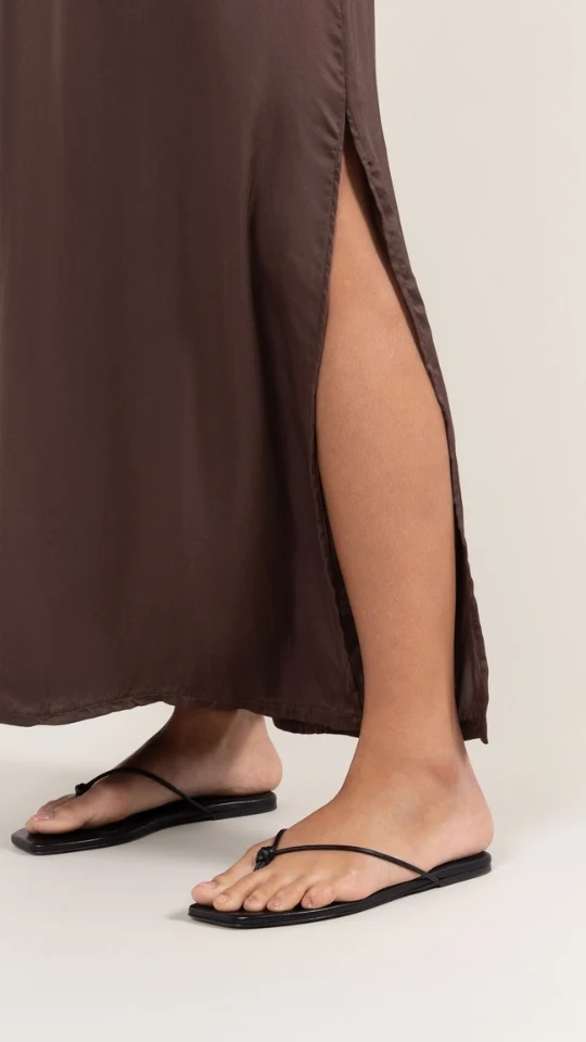 Oona Satin Dress - Dark Espresso - Image 4