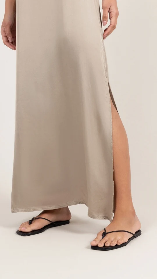 Oona Satin Dress - Dove Grey - Image 3