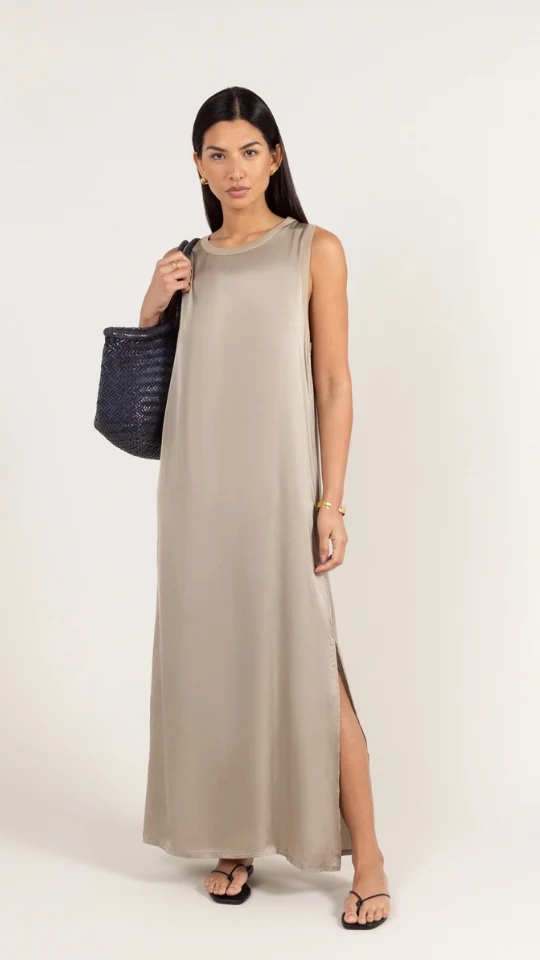 Oona Satin Dress - Dove Grey - Image 4