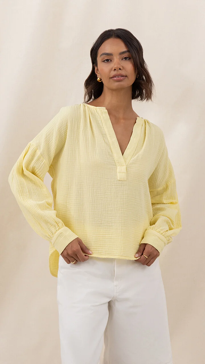 Peach Cotton Shirt - Butter Yellow - Image 3