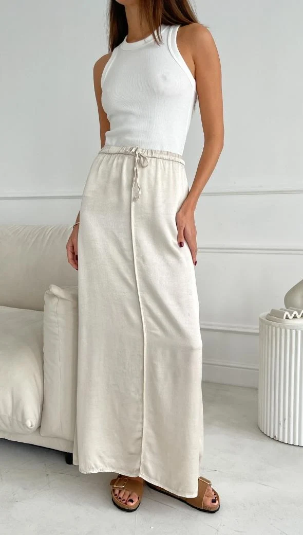 Phoebe Satin  Skirt - Pearl - Image 7