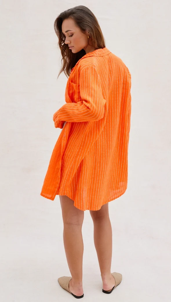 Provence Linen Shirt - Tangerine - Image 4