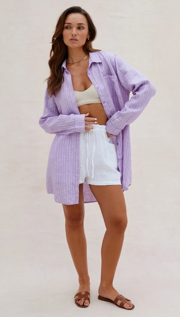 Provence Linen Shirt - Lilac