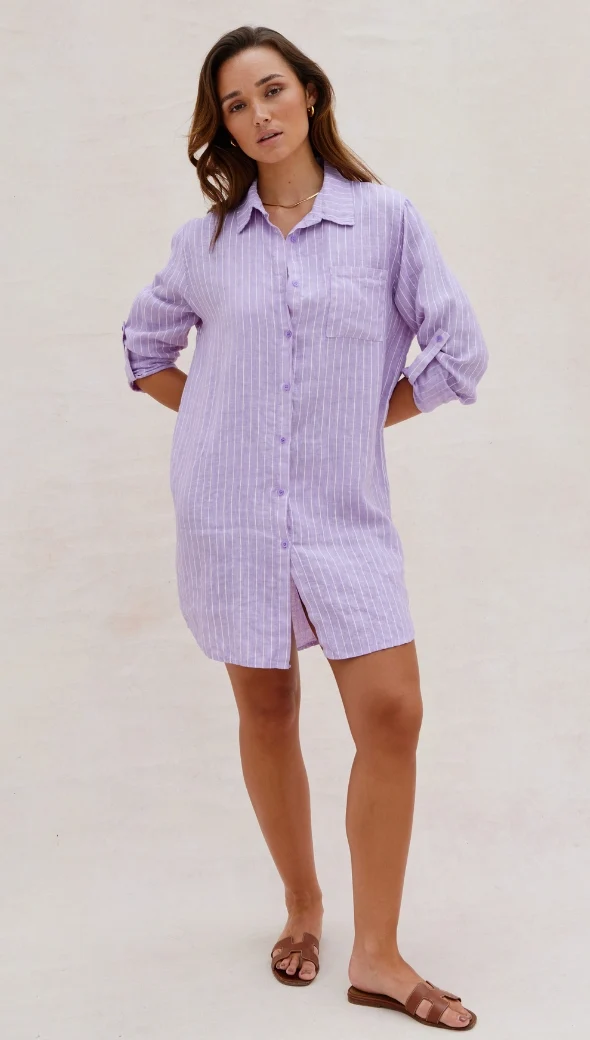 Provence Linen Shirt - Lilac - Image 10
