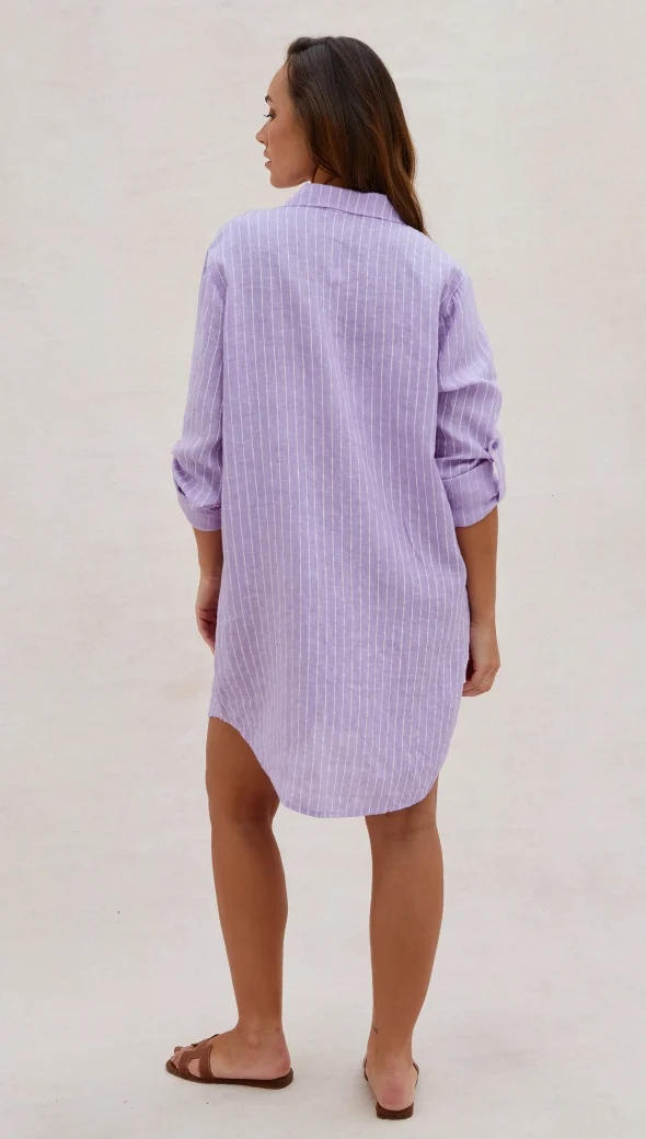 Provence Linen Shirt - Lilac - Image 11
