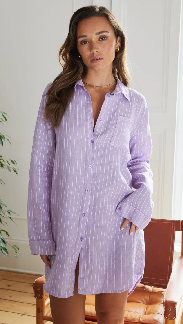 Provence Linen Shirt - Lilac - Image 3
