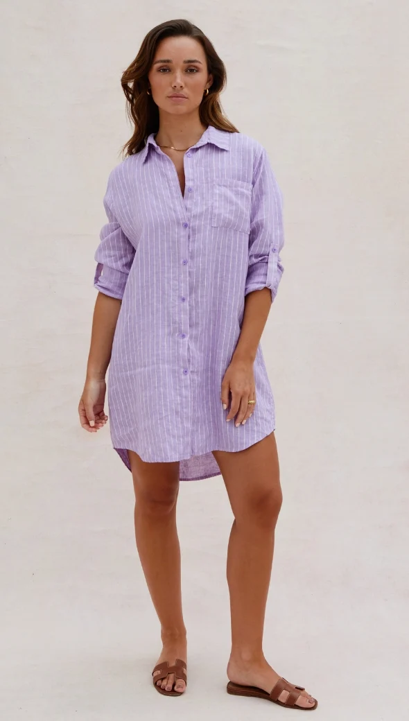Provence Linen Shirt - Lilac - Image 6