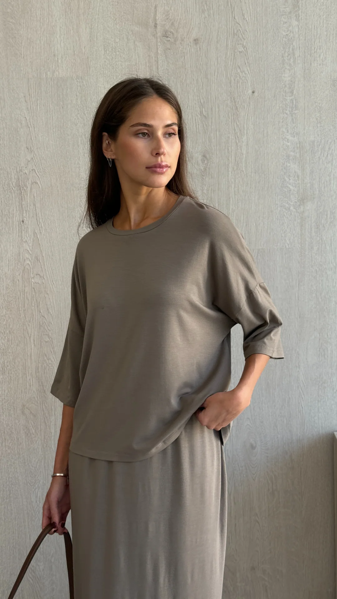 Raya Jersey Top - Taupe - Image 2