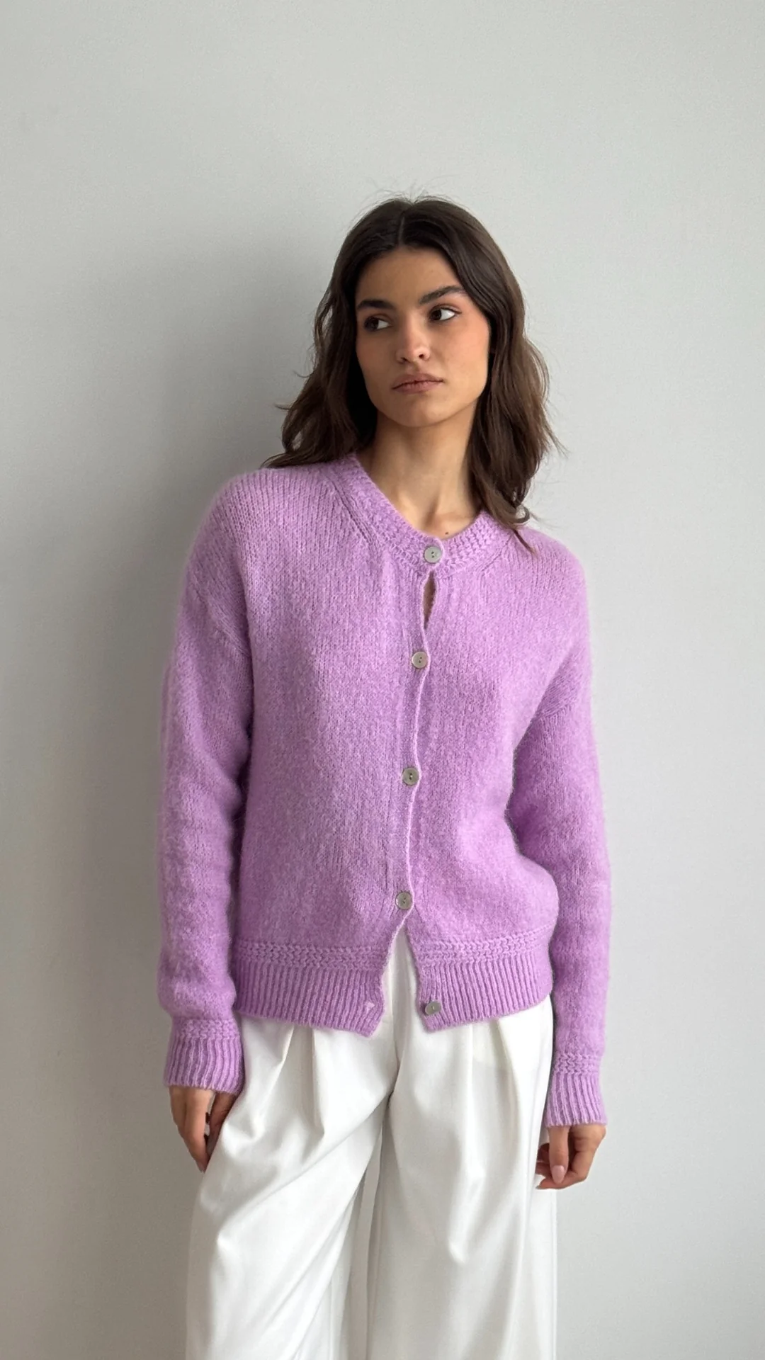 Reyna Mohair Cardigan - Lilac - Image 4